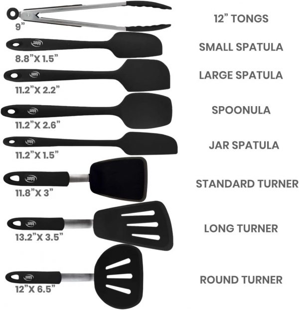 Kaluns Black 8-Piece Turner's and Seamless Spatula set plus Bonus 12 - Image 3